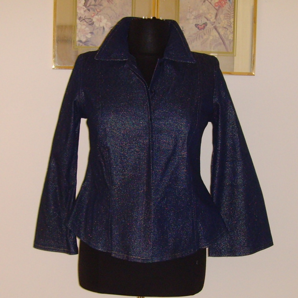 Stretch Denim Metallic Jacket/Blouse